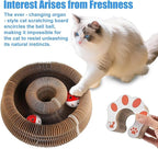 2 Pack Kitty Kurls Cat Scratcher, Magic Organ Cat Toy Scratching Board with Bell Balls, Reversible Corrugated Cardboard for Pet Claw Care