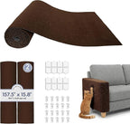 157.5" x 15.8" Cat Scratch Furniture Protector, Self-Adhesive Couch Protector from Cat Claws, Cats Scratching Mat for Couch, Sofa, Wall & Door, DIY Cat Scratch Pads Replacement, 2 Pack (Brown)