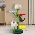Tall 64 Inch Multi-Level Large Cat Tower - Modern Flower Tree With Resting Platforms, Scratching Posts for Large/Small Climbing, Activity Center Playground