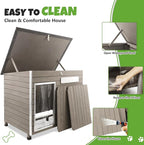 Medium Wooden Dog House Outdoor, Weatherproof Dog Houses with Adjustable Vent Windows, Alloy Chew-Resistant Frame, Removable Floor for Medium & Small Dogs (34" L x 22" W x 25" H)