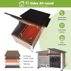 GUTINNEEN Large Heated Dog House Outdoor Insulated Dog Kennel Weatherproof Dog Shelter with Safe Heating Pad, Thermal Liner, Rotatable Spill-Proof Bowl for Large Dog Breeds, 39.7"L x 25.5"W x 32.2"H