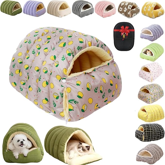 Removable and Washable Winter Closed-Off Cat Bed, Cutypet Winter Cave, Warm Foldable Secure Pet Nest for Indoor Cats & Small Dogs, Comfor Plush Snuggle Hut for Pets (Oxford Waterproof Cloth-Gray,M)