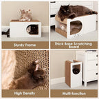 EHEYCIGA Cardboard Cat Scratcher House, 23-Inch Corrugated Cat Scratcher for Indoor Cats, Extra Large Scratching Board Pad, White
