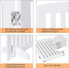 Freestanding Pet Dog Gate 24 Inch Foldable Dog Fence Indoor 3 Panel Extra Wide Wooden Door for Stairs Hallways Doorways