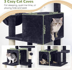 Globlazer Cat Tree Tall, 71 inches Cat Tower for Indoor Adult Cats Multi-Level 3 Condos for Indoor Cats XL Cat Tree Tower with Scratching Posts, Soft Extra Large Hanging Basket, F71, Dark Gray