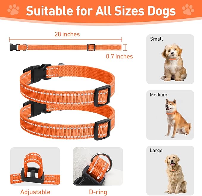 Collar Replacement Strap Compatible with Dog Training Collar Receiver, Reflective Dog Collars Strong, 2 Piece Set