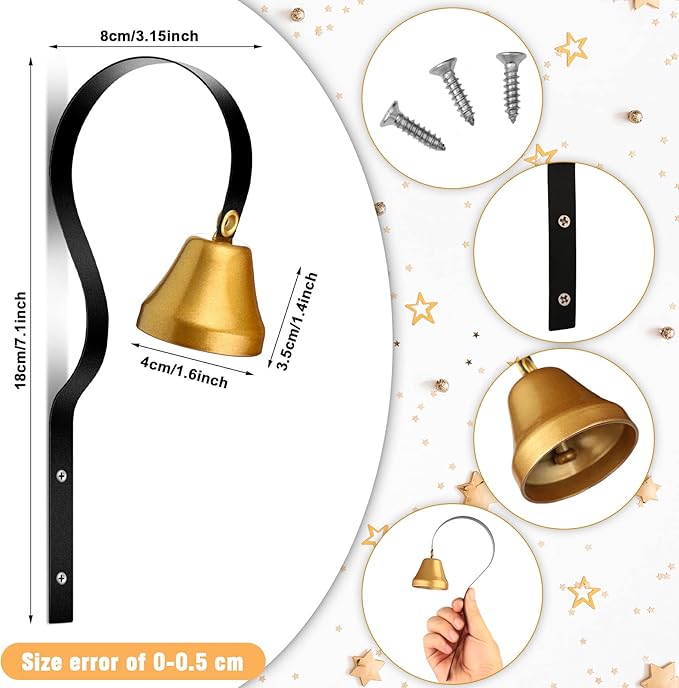 Oudain 4 Pcs Dog Doorbell Training Bell Housebreaking Training Door Bell Tinkle Shopkeepers Antique Doorbell 1.6 Inch Diameter Wall Mounted Metal Shopkeepers Hanging Store Ring for Door Opening
