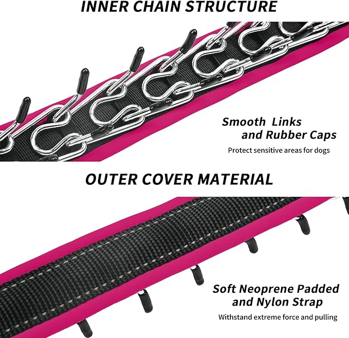 Martingale No Pull Dog Collar - Heavy Duty Nylon With Buckle, Adjustable Anti Pull Reflective Slip Collar for Large Medium Small Dog Training Walking L Hot Pink