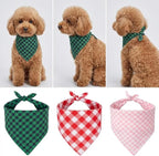 Dog Bandanas 1 Pack; Cotton Linen Red Bandana Checkered for Large Dogs; Soft Breathable Dog Accessories; Holiday Dog Apparel & Accessories