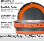 Loving Pets Corsa Dog Bowls- Stainless Steel Dog & Cat Bowls - Spill Proof Dog Food Bowl, Cat Bowl, Puppy Essentials & Pet Supplies Great for Home & Travel (Large 35-65 lbs, Inferno Orange)