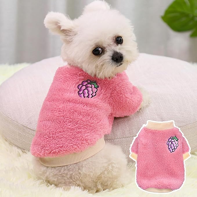 XXS Dog Sweaters for Small Dogs Girl, 2 Pack Warm Fleece Dog Sweater for Winter, Cute Puppy Clothes Small Doggie Coat for Girls