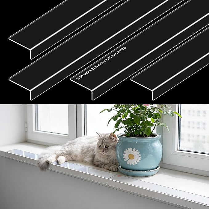 Ultra Clear Window Sill Protector - Scratch & Chew Proof Pet Guard for Dogs & Cats, Easy Install Transparent Ledge Cover, No Residue