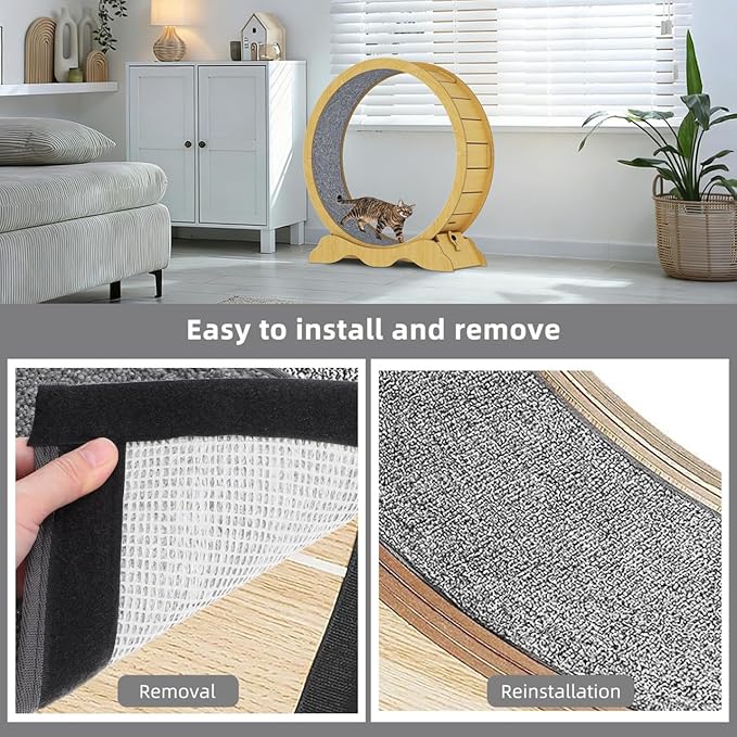 Kisangel Cat Carpet Scratching Mat Replacement, Cat Treadmill Accessories Felt Running Wheel Cushion Mat Scratch for Indoor Supplies Furniture, 95x10 inches