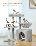 PEQULTI Cat Tree Floor to Ceiling, Tall Cat Tower, Adjustable Height (83''~108'') 5 Tiers Cat Climbing Tree and PEQULTI Small Cat Tree, [28.5''] Cat Tower for Indoor Cats