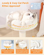 Happi N Pets 28" Tall Cat Scratching Post with Bed, Small Cat Tree for Indoor Cats, Thick Cat Scratch Post with Cloud-Shaped Soft Perch & Cute Toys, Stable Cat Stand, Removeable Cover, Bounus Catnip