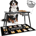 Metal Elevated Dog Bowls, 17in Tall Raised Dog Bowl Stand, Dogs Raised Stand with 3000ml Stainless Steel Bowls and Sprill Proof Mat for Extra Large Breeds