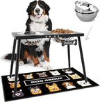 Metal Elevated Dog Bowls, 17in Tall Raised Dog Bowl Stand, Dogs Raised Stand with 3000ml Stainless Steel Bowls and Sprill Proof Mat for Extra Large Breeds