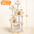 Yaheetech 62.5inches Cat Tree Cat Tower Kitten Condo with Platform & Hammock, Scratching Posts for Kittens Pet Play House with Plush Perch for Indoor Activity Relaxing, Beige