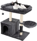28.4" Small Cat Tree Tower,Cat Scratching Post for Indoor Cats,Featuring with Cat Cave & Cozy Perch,Cat Self Groomer and Interactive Dangling Ball Great for Kittens/Cats (Smoky Gray, Large)
