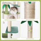 HYABi 64.5-Inch Cute Avocado Flower Large Tall Garden Cat Tree Tower Condo House Furniture Bed Plush Ball Activity Platform Multi-Level with Scratching Posts for Indoor Cats Play