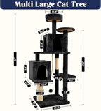 58 Inch Cat Tree Cat Tower for Indoor Cats Tall Cat Condos Scratching Post with Hanging Toy Furniture for Kitten Pets Play, Yellow Beige