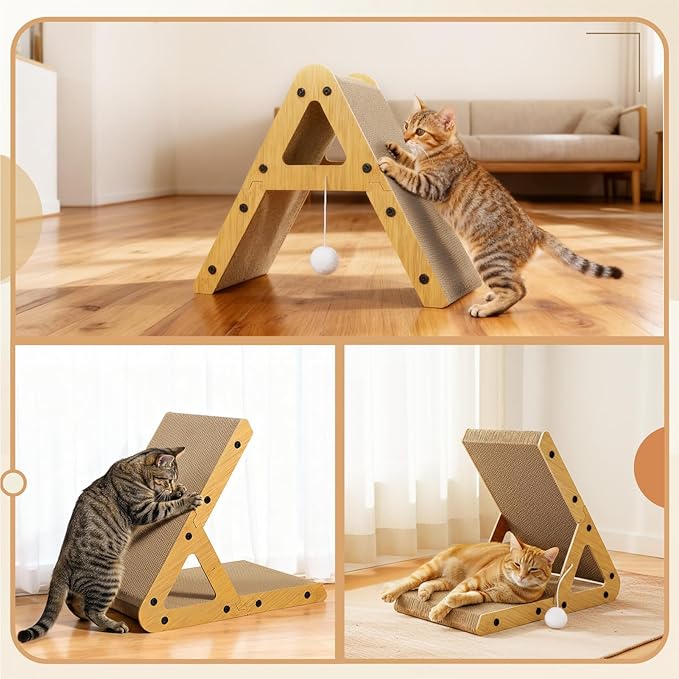Gimars Wood Grain A-Shape Cat Scratcher, MZB-AS-M