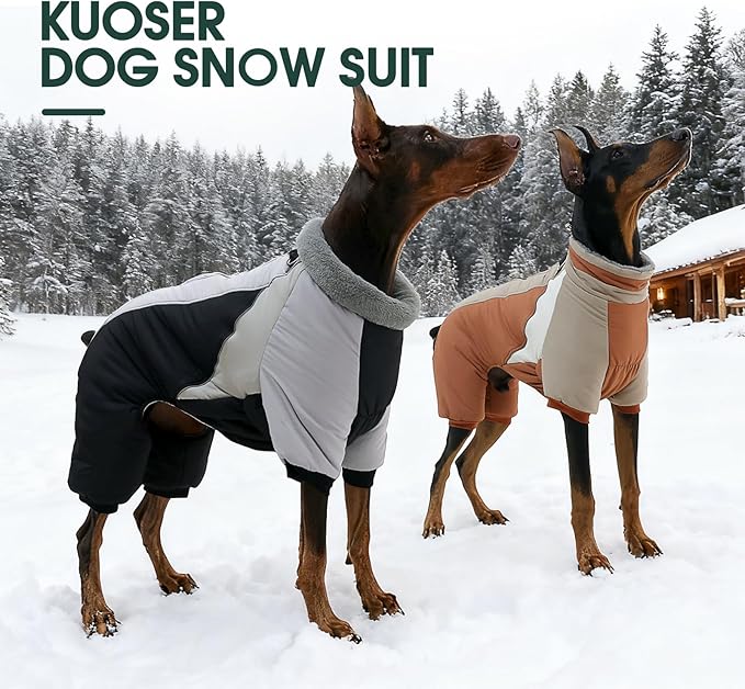 Kuoser Thick Dog Coat,Windproof Dog Jacket for Medium Dogs, Warm Doggie Winter Coat Reflective Pet Cold Weather Coats with Zipper, Black L