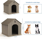 VIXZEN Dog House Outdoor, 26 Inch Resin Dog House Indoor Small Dog - Waterproof & UV-Resistant, Hidden Vents & Stable Structure, Easy Assembly, Versatile Storage, All-Weather Doghouse Outdoor (Grey)