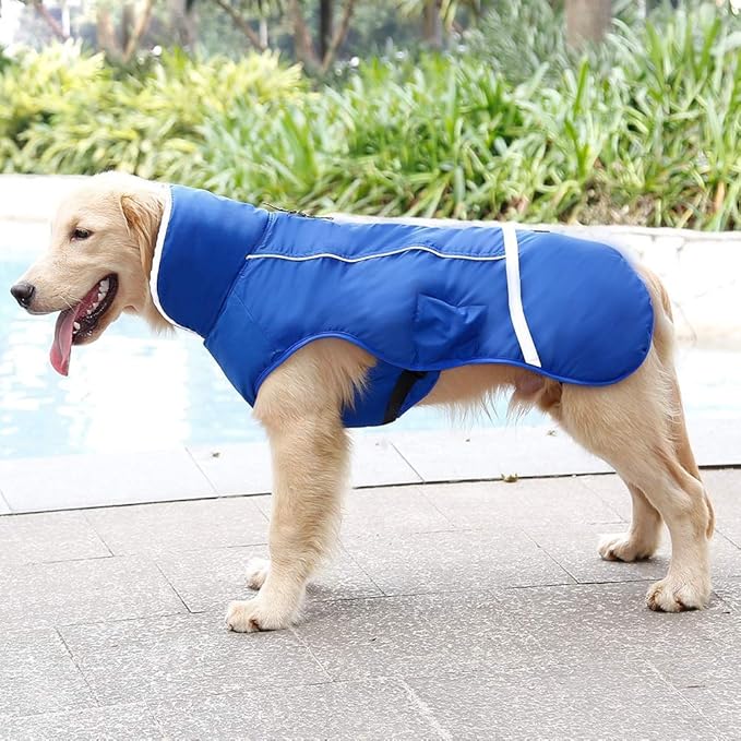 QBLEEV Warm Dog Coat Reflective Dog Jacket, Waterproof Dog Winter Coat Turtleneck Dog Clothes for Cold Weather, Thick Fleece Dog Snowsuit Christmas Dog Vest Pet Apparel for Small Medium Large Dogs XL