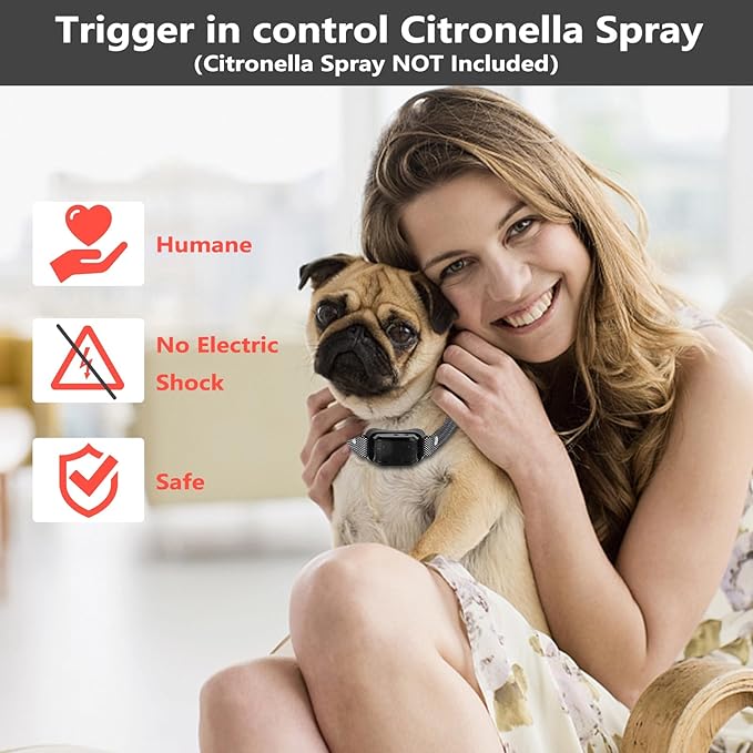 Citronella Bark Collar for Dogs, Dog Training Anti Bark Collar with Remote, 4 Modes Spray/Vibration/Sound/Reinforcement Spray, 1000FT Control Range for S/M/L Dogs (Green)