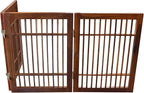Urnporium Pet Dog Gate Freestanding, Strong Durable Folding Wooden Fence, Portable Acacia Hardwood Safety Barrier for Indoor & Outdoor Use (Brown Pet Gate, 3 Panel 24" Tall)