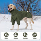 IDOMIK Dog Winter Coat for Small Dogs, Warm Dog Winter Jacket with Fleece High Collar, Zippered Cold Weather Coats for Dogs, Waterproof Doggy Snow Jacket Clothes,Green,S