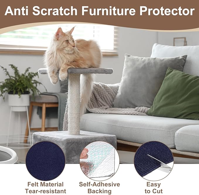 uxcell Self-Adhesive Cat Scratching Mat, 1 Roll 23.6" x 11.8" Couch Protector from Cat Claws for DIY Sofa, Wall, Doors, Cut Anti Cat Scratch Pad Carpet Mat, Dark Blue