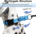 Reflective Martingale Collar with Quick Release Buckle Anti Pulling Boy Male Adjustable Dog Collars (Blue Waves, XSmall)