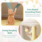 Tangkula Tall Cat Tree, 57.5 Inch Amusement Park Style Cute Cat Tower with Top Open Condo, 2 Perches, Scratching Posts & Dangling Balls, Aesthetic Cat Tree Tower for Indoor Cats Large Adult