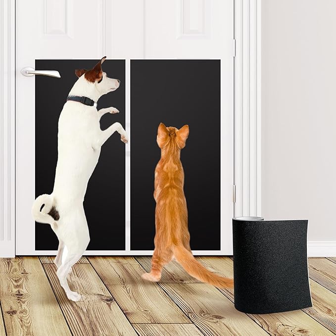 BNOSDM Self-Adhesive Dog Nail File Scratcher Emery Paper Cat Nail Scratch Board Replacement Sandpaper, Cuttable Pet Furniture Scratching Pad Protector for Door and Wall (12in*16ft, Black)