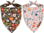 ADOGGYGO Floral Dog Bandana, Black Pink Flower Pet Scarf, Premium Durable Fabric, Cute Floral Bandanas for Extra Large Dogs (X-Large)