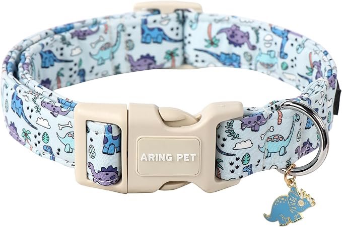 ARING PET Dinosaur Dog Collar-Cute Boy Dog Collar for Small Dogs, Adjustable Dinosaur Print Pet Collars Puppy Collar for Small Medium Large Dogs