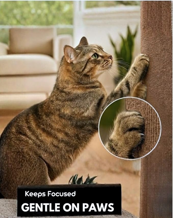 Trimmable Self-Adhesive Cat Scratch Mat, DIY Climb Scratcher for Cat Tower, Couch, and Furniture Protector, Replacement Pads (Brown, 23.6''x11.8'', 3-Pack)