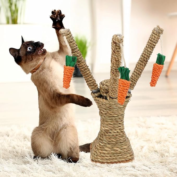 Hypeety Natural Rattan Carrot Chew Toy for Rabbits Durable Bunny Toys for Indoor Bunnies Safe Chewing and Climbing Enrichment