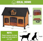 GUTINNEEN Heated Dog House Outdoor Insulated Dog Shelter with Metal Frame and Weatherproof Design, Wooden Dog Kennel for Outside, Puppy Cage for Winter Indoor
