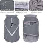 VIVAGLORY Snowrap Dog Coat, Jacket with Harness Hole, Dog Coat for Winter & Cold Weather, Fluffy Warm Fleece Lined Reflective Water Resistant for Puppy, XXS, Grey