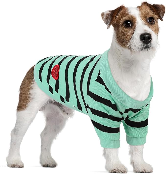 Dog Shirts for Large Dogs, Striped T-Shirts Dog Vest Pet Apparel Tee Shirts Spring Summer Suitable for Small and Medium Large Pets French Bulldog Bichon, Turquoise XL