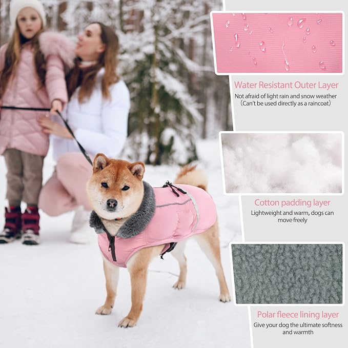 QBLEEV Warm Dog Coat: Reflective Winter Jacket, Thick Fleece Dogsnowsuit, Turtleneck Dog Clothes for Cold Weather & Size XL