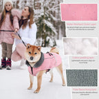 QBLEEV Warm Dog Coat Reflective Dog Jacket, Waterproof Dog Winter Coat Turtleneck Dog Clothes for Cold Weather, Thick Fleece Dog Snowsuit Christmas Dog Vest Pet Apparel for Small Medium Large Dogs L