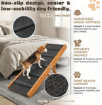 2026 Upgraded Foldable Dog Ramp for Couches, Wooden Small Dog Ramp for Sofa - 4 Adjustable Heights (12"-19"), Portable, Stable & Non-Slip, Walnut