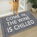 Muddy Mat® Absorbent Microfiber Door Mat & Pet Rug, Non Slip Washable Chenille Indoor Outdoor Entry Rug for Kitchen Bedroom Bathroom - Come In The Wine Is Chilled Funny Welcome Mat Porch Decor 19"x30"