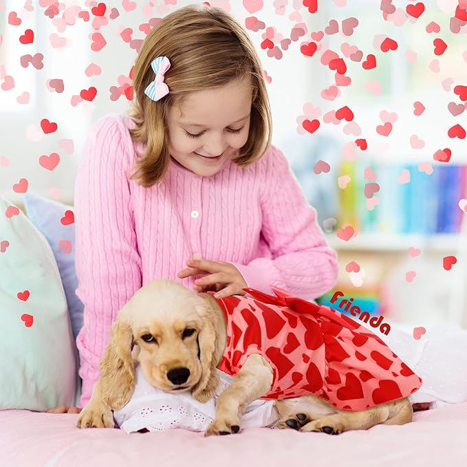Frienda 6 Pack Valentines Day Dog Costume St. Patrick's Independence Day Christmas Halloween Thanksgiving Dress Bow Puppy Pack Girl Cat Birthday American Flag Dog(M (5-7lbs))