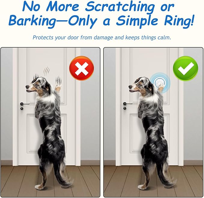 Soft Ring Dog Potty Bell for Training – Wht Wireless Dog Door Bell with 1000ft Range, LED Alert, 60 Tones, Waterproof Dog Bells to Go Outside – Bell for Dogs to Ring to Go Potty(2 Receivers & 1 Bell)