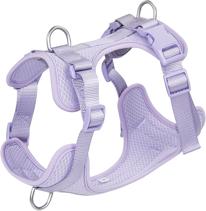 Wisedog Dog Harness Medium Sized, Pet Vest with Front Clip, Adjustable Puppy Harness with 3 Fast Release Buckles[Easy to Put on & Take Off] (Lilac, L)